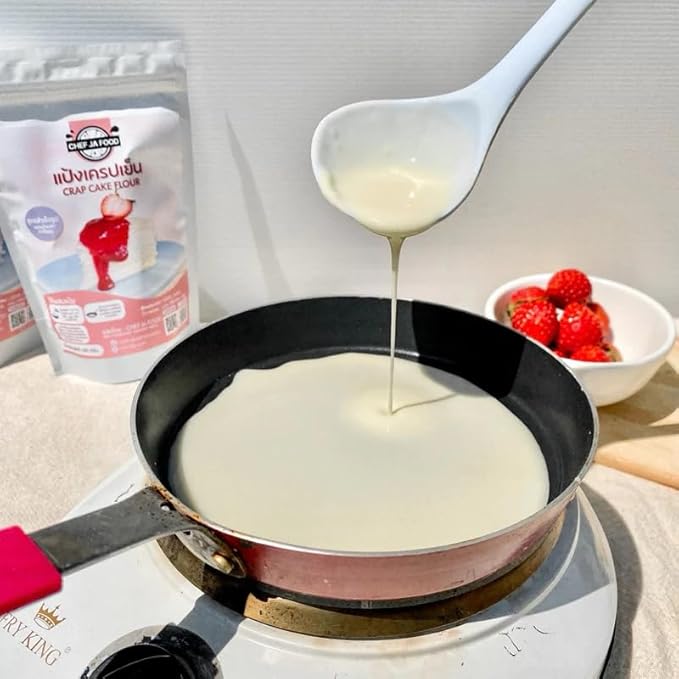 เชฟจ๋า Premium Soft Crepe Mix - Professional Grade Thin Crepe Batter Premix - Ideal for Mille Crepe Cakes and Chilled Dessert Wraps - Easy-to-Prepare Flour Blend (150g)