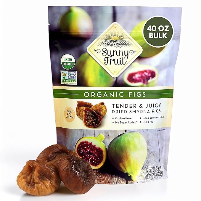 Sunny's Fruit Organic Turkish Dried Figs 2.5 Pound Bulk Bag | Healthy Sweet Snack | ORGANIC NON-GMO VEGAN HALAL KOSHER NO PRESERVATIVES NO SUGAR ADDED (Pack of 2)