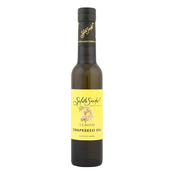 Salute Santé! Infused Grapeseed Oil Gift Set – 3 Pack of 200ml Bottles Roasted Garlic White Truffle Lemon – Gourmet Healthy antioxidant Cooking Oils for Dipping Marinades Finishing &amp Salads –