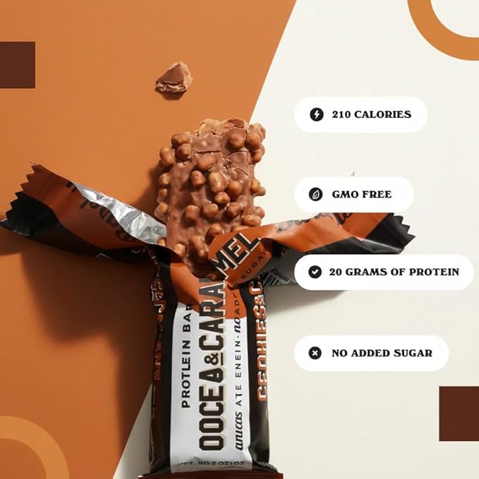 BarbeIIss - High-Protein Snack Bars – Protein Bar Variety Pack (9 Count) 20g Protein No Added Sugar Cookies &amp Cream Salty Peanut Caramel &amp Cashew