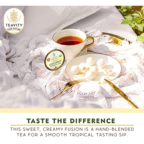 Coconut Rooibos Chai Tea Pods for Keurig - Organic Ginger Tea Rooibos Cinnamon Cardamom Coconut &amp Chai by Teavity (36 Tea Pods)