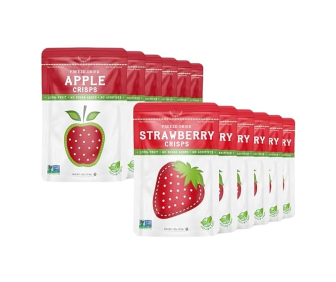 Nature's Turn Freeze-Dried Fruit Snacks Apple and Strawberry Pack of 12 (1.2 oz Each)