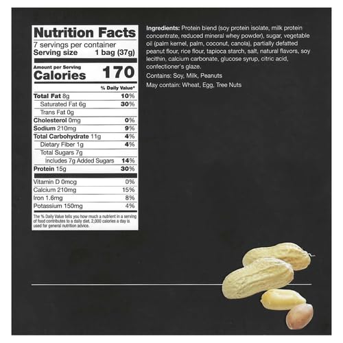 PROTIFIT - High Protein Soy Snack Puffs 15g Protein Low Calorie Low Fat Low Sugar Low Carb Ideal Protein Compatible 7 Servings Per Box (Peanut)