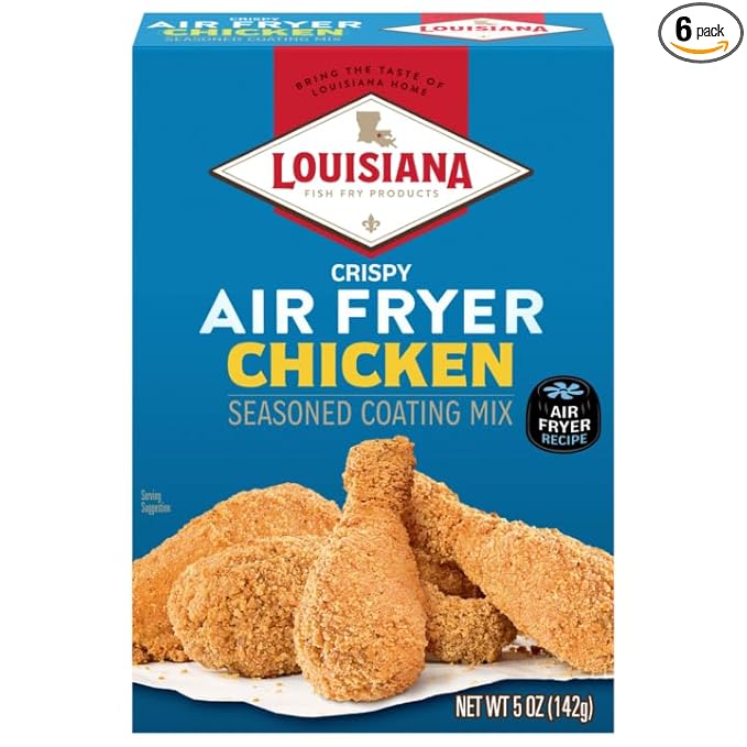 Louisiana Fish Fry Air Fryer Chicken Coating Mix 5 oz (Pack of 6) Each Box Coats 2 lbs of Chicken - Easy to Cook Air Fried Chicken - Crispy Texture Delicious Flavor