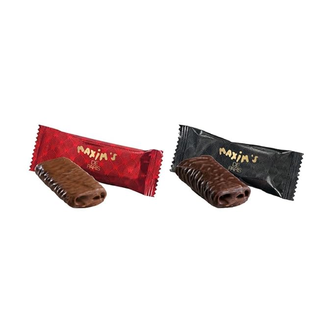 Maxim's de Paris 35 Count Gift Box - Dark &amp Milk French Chocolates Ganache Rocher Almond Praline Crepes Imported France Gourmet Assorted 195g