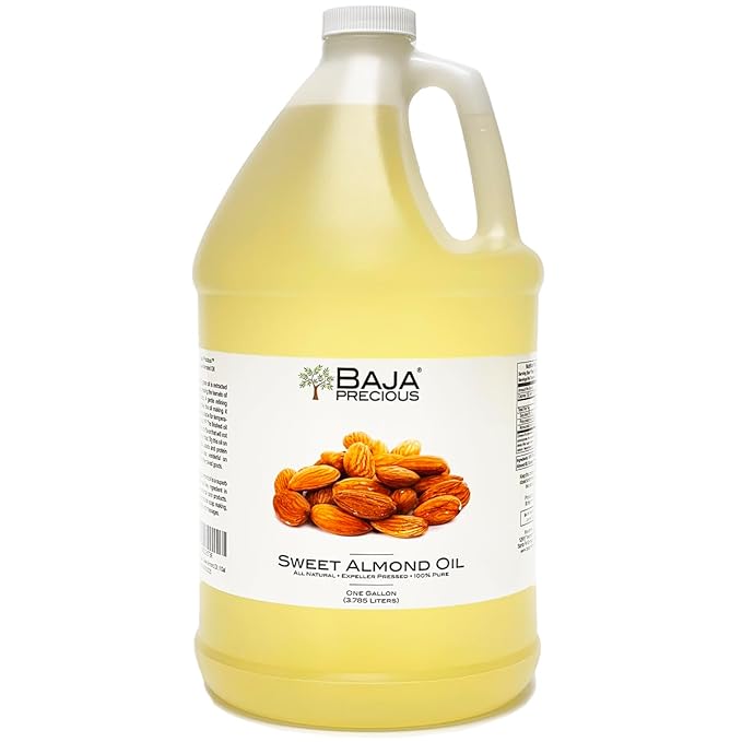 Baja Precious - Sweet Almond Oil 100% Pure 1 Gallon Jug - Food Grade Perfect for Cooking Cosmetics Massages Soapmaking &amp More