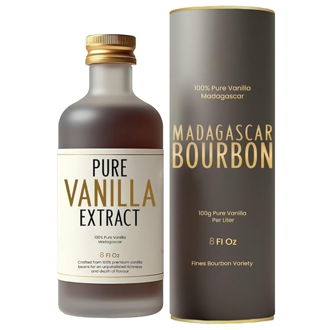 BRBON 8oz Pure Vanilla Extract | Made from Premium Madagascar Bourbon Vanilla Beans | Pure Extract Perfect for Baking Cooking &amp Desserts | Non-GMO Gluten-Free Vegan &amp Kosher | 8oz. Bottle
