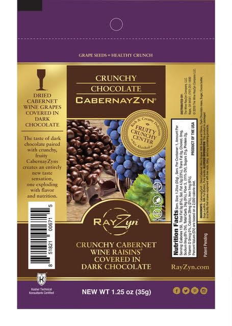 Wine RayZyn® - Chocolate Covered CabernayZyn® (12 pack) – Hand Harvested Dried Cabernet Sauvignon Wine Raisins® from Napa Valley enrobed in premium gourmet dark chocolate – The Healthier Raisin with a