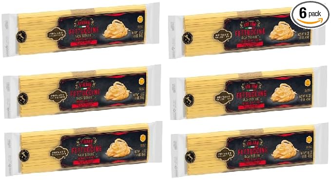 Italian Fettuccine Pasta Macaroni Bronze Cut (6 Packs 16 oz. each)