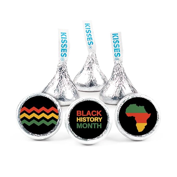 85 Pcs Black History Month Candy Kisses Milk Chocolate Party Favors (13.6oz Approx. 85 Pcs) - No Assembly Required - By Just Candy