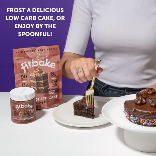 FitBake 2 Chocolate Cake Baking Mix and 2 Chocolate Frosting Bundle | 0g to 2g Net Carbs Per Serving | Keto Friendly Low Carb Food | Gluten Free Desserts | No Added Sugar