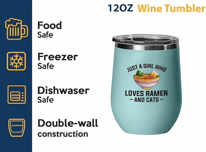 Ramen Lover Teal Edition Wine Tumbler 12oz - Just a girl who loves - Food Lovers chicken pumpkin vegan pantry spicy noodles