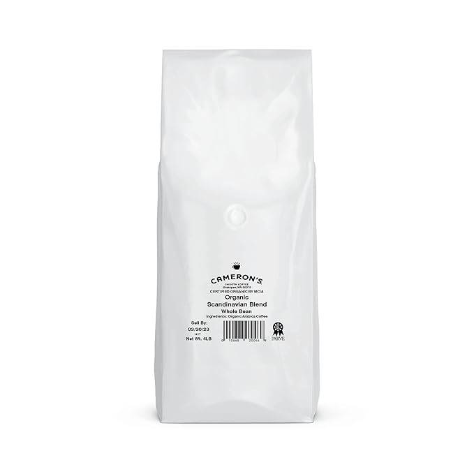 Cameron's Coffee Roasted Whole Bean Coffee Organic Scandinavian Blend 4 Pound