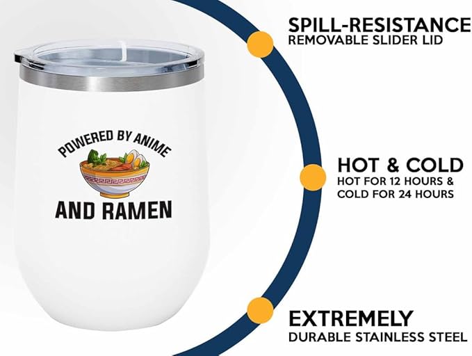 Ramen Lover White Edition Wine Tumbler 12oz - Powered by anime - Food Lovers chicken pumpkin vegan pantry spicy noodles