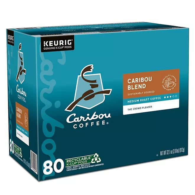 Worldwide Nutrition Bundle Compatible with Caribou Coffee K-Cups Medium Roast – Ground Coffee with Sweet Spicy &amp Berry Notes – 80 Count Single-Serve Pods Caribou Blend Coffee K-Cups with Keychain
