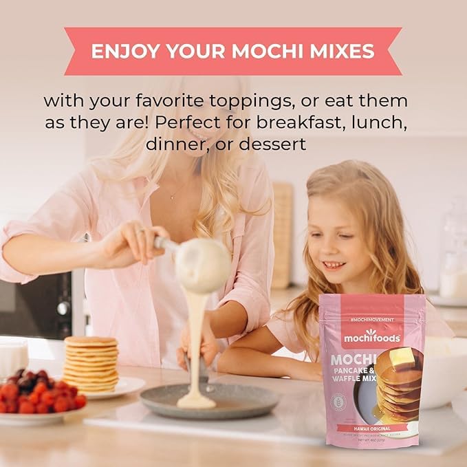 Mochi Foods Hawaii Original Mochi Pancake Mix - Light Fluffy - Elevate Your Breakfast Game with Irresistible Chewiness 3.3 lb.