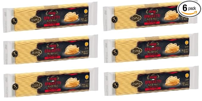 Italian Spaghetti Pasta Macaroni Bronze Cut (6 Packs 16 oz. each)