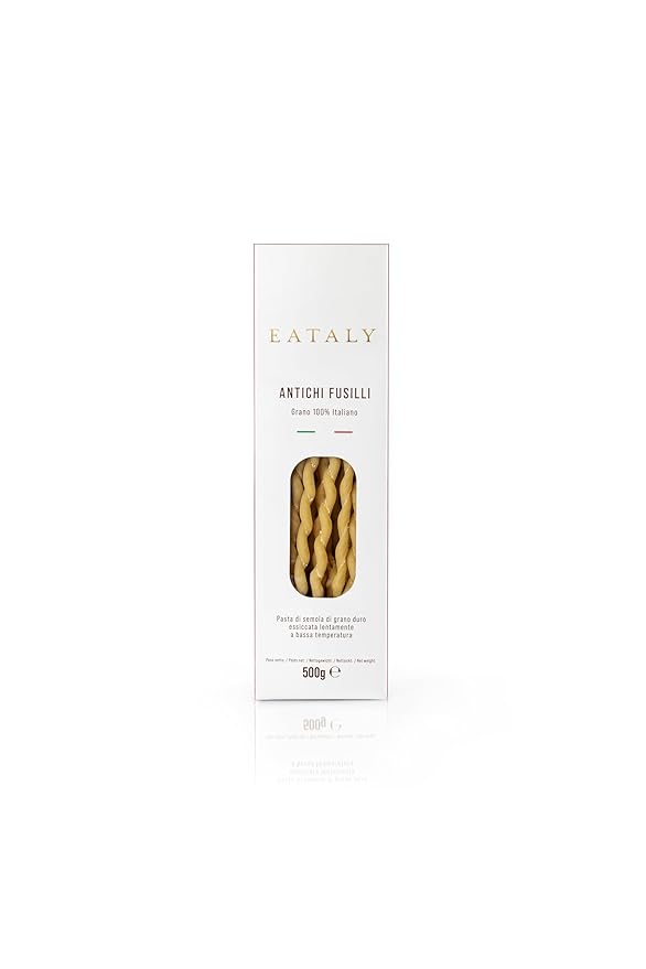 Eataly Ridged Favorites Pasta Bundle Pack- Antichi Fusilli Tortiglioni &amp Penne Rigate 3-500g (17 oz.) Boxes- 1 Each