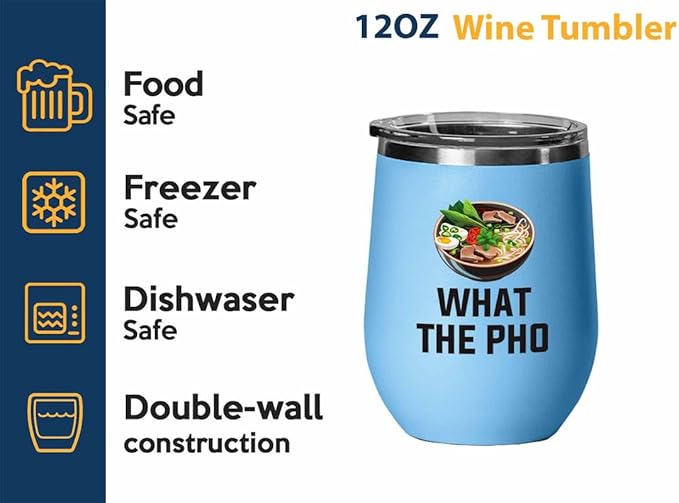 Ramen Lover Blue Edition Wine Tumbler 12oz - What the pho - Food Lovers chicken pumpkin vegan pantry spicy noodles