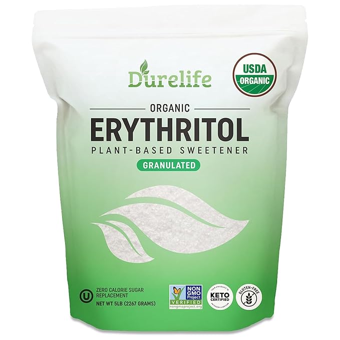 Durelife USDA organic erythritol sweetener non gmo verified Keto certified No After Taste Kosher Zero Calorie Plant-Based Sugar Alternative 5 LB