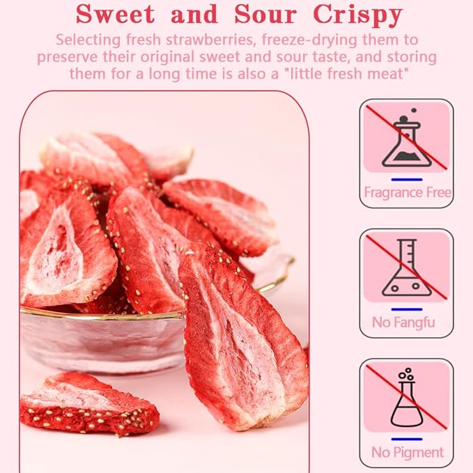 Freeze-Dried Strawberry Slices - 10.6oz (300g) | 100% Natural Fruit | Crunchy Snack for Smoothies Baking &amp Desserts | Vegan Non-GMO