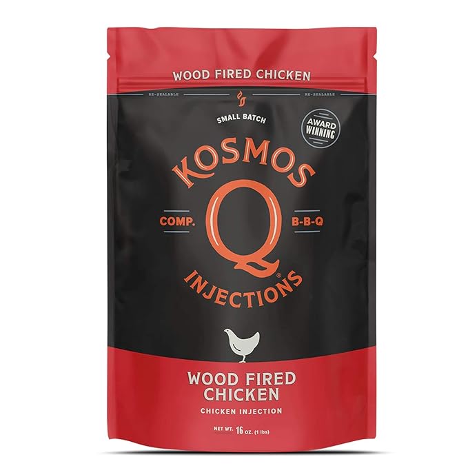 Kosmos Q Wood Fired Chicken Injection BBQ Injection Marinade for Whole Chicken Roasted Meats Smoked Wings Moist &amp Flavorful Barbecue Seasoning Competition-Grade Flavor 16 Oz Pouch