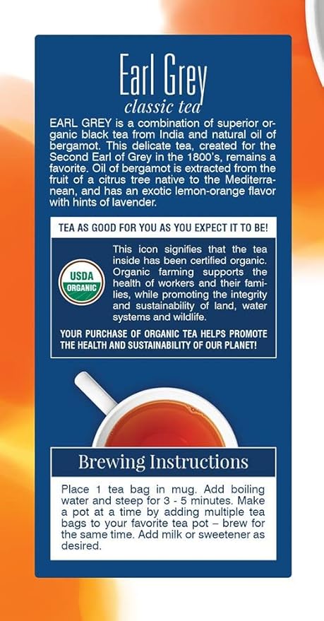 Davidson's Organics Earl Grey 25-count Tea Bags Pack of 6