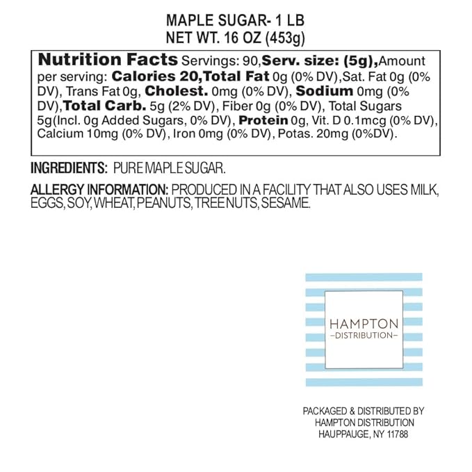 Maple Sugar 1 Pound Resealable Bag All-Natural Perfect for Cooking Baking &amp Blending