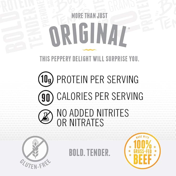 Perky Jerky Original 100% Grass Fed Beef Jerky 14oz - Antibiotic Free - 10g Protein Per Serving - Low Fat - Handcrafted Tender Texture and Bold Flavor