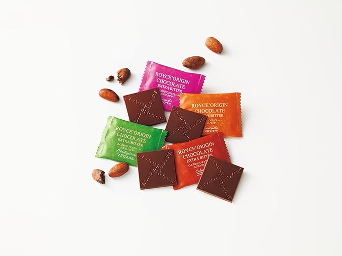 ROYCE' Origin Chocolate Extra Bitter - Assortment of Dark Chocolate Squares | Ideal for Baking and Desserts| No Artificial Preservatives | Japanese Chocolate from Hokkaido (20 Pieces of Chocolate Sq