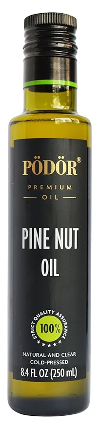 PÖDÖR Premium Pine Nut Oil - 8.4 fl. Oz. - Cold-Pressed 100% Natural Unrefined and Unfiltered Vegan Gluten-Free Non-GMO in Glass Bottle