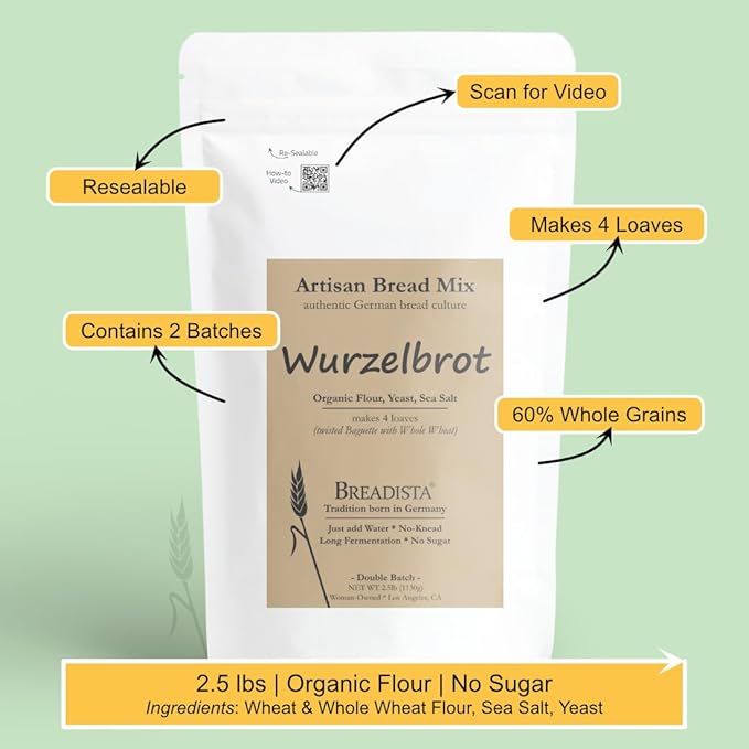 VALUE Pack - 5 assorted Breadista Bread Mixes - 11.5 lbs of 100% Organic US grown Flour for traditional artisan bread baking - Bread Rolls Pizza Panettone