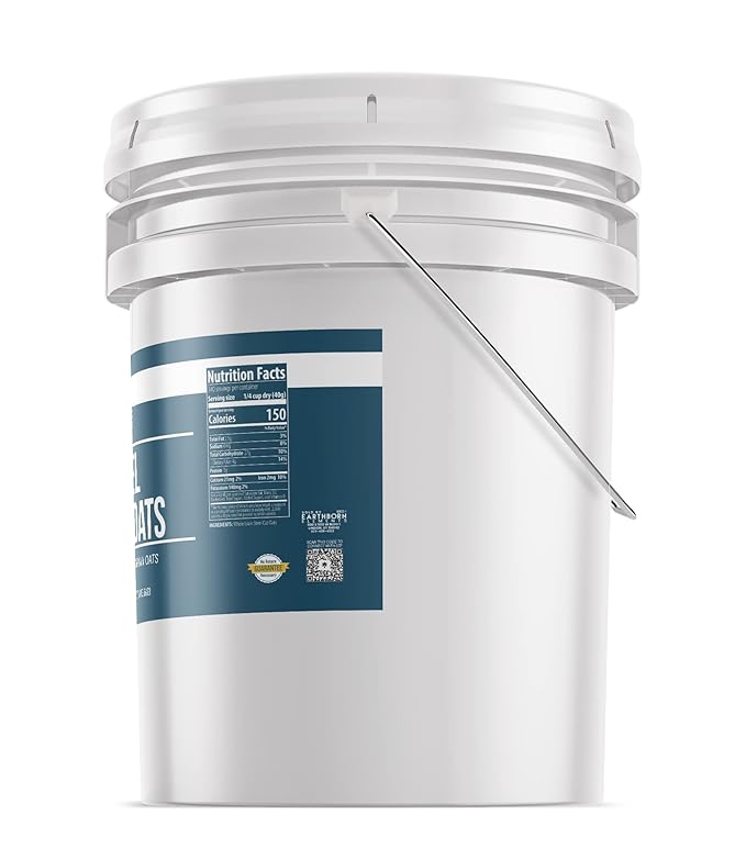 Earthborn Elements Steel Cut Oats 5 Gallon Also Called Irish Oatmeal Breakfast Resealable Bucket (480 Ounce)