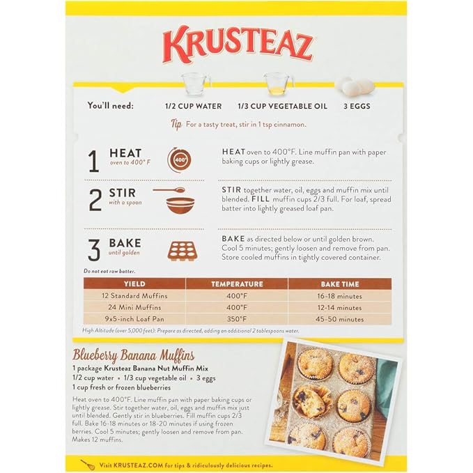 Krusteaz Banana Nut Supreme Muffin Mix 17.1-Ounce Boxes (Pack of 12)