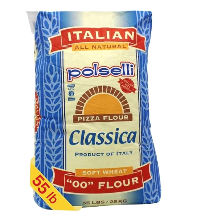 POLSELLI Classica Tipo 00 Double Zero Flour for Pizza Bread Pastas and more All Natural European Unbleached Unbromated No Additives Formulated for a 8+ hour rise (25 kg) 55 lbs