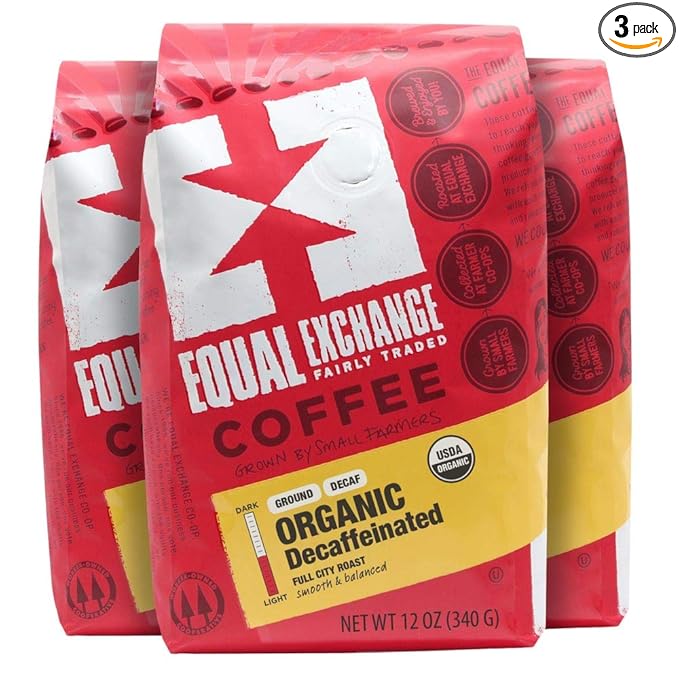 Equal Exchange Organic Ground Coffee Decaf 12-Ounce Bag (Pack of 3)