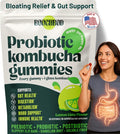 Probiotic Kombucha Gummy - Prebiotics Probiotics Postbiotics Fiber Supplement Slippery Elm Dandelion Root for Bloating Gut Health - for Women and Men - Lemon Lime (Lemon Lime)
