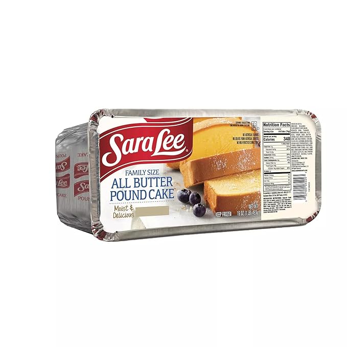 Gourmet Kitchn Sara Lee Frozen Family Size All Butter Pound Cake - Moist and Delicious - No Artificial Flavors Colors and high Fructose Corn Syrup-16oz (5 - Pack)
