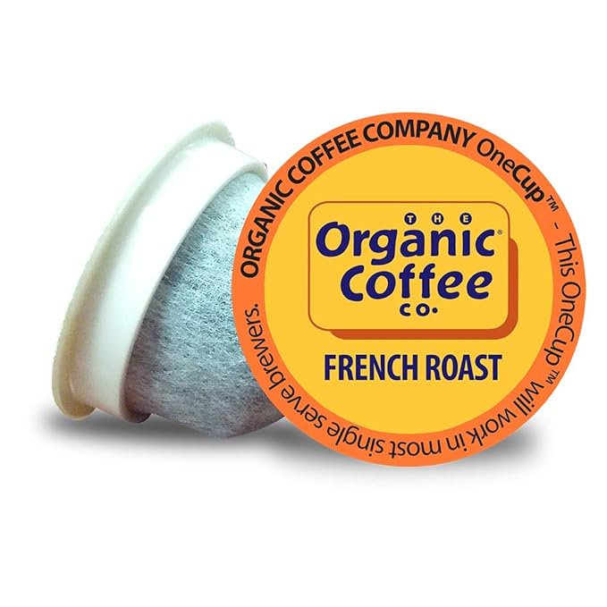The Organic Coffee Co. Compostable Coffee Pods - French Roast (36 Ct) K Cup Compatible including Keurig 2.0 Dark Roast USDA Organic