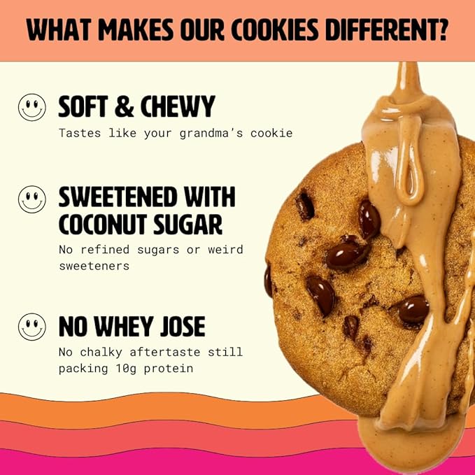 Peanut Butter Protein Cookie Soft &amp Chewy High Protein Snack Gluten-Free Grain-Free Dairy-Free No Seed Oils No Refined Sugars Made with Almond Butter &amp Collagen 12-Pack