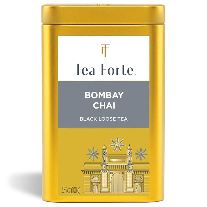 Tea Forte Bombay Chai Premium Loose Leaf Caffeinated Black Tea Blend Canister Makes 35-50 Cups