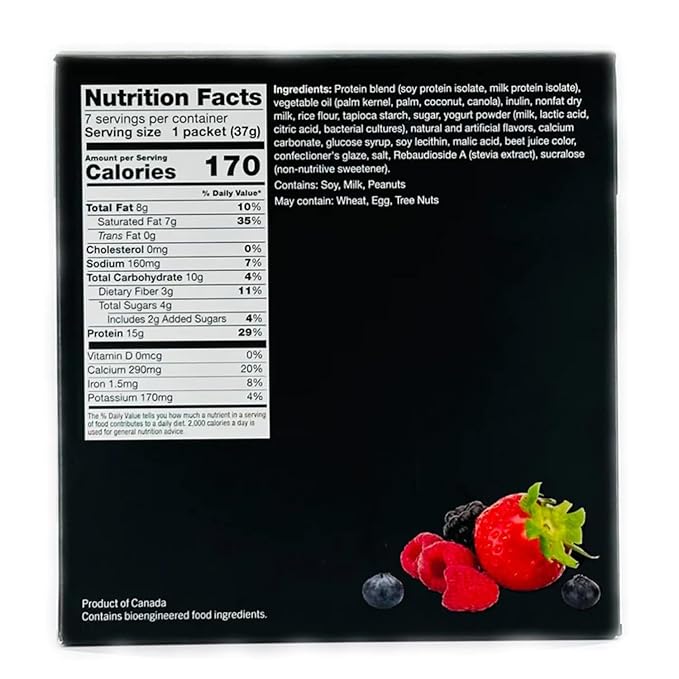 PROTIFIT - High Protein Soy Snack Puffs 15g Protein Low Calorie Low Fat Low Sugar Low Carb Ideal Protein Compatible 7 Servings Per Box (Berry)