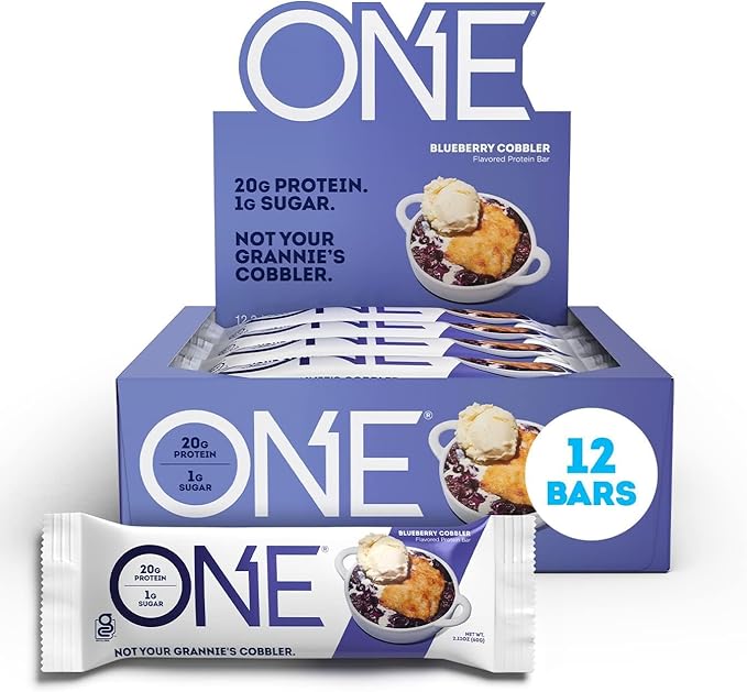 ONE Protein Bars Blueberry Cobbler &amp Coffee Shop Vanilla Latte Gluten Free with 20g Protein 12 Count