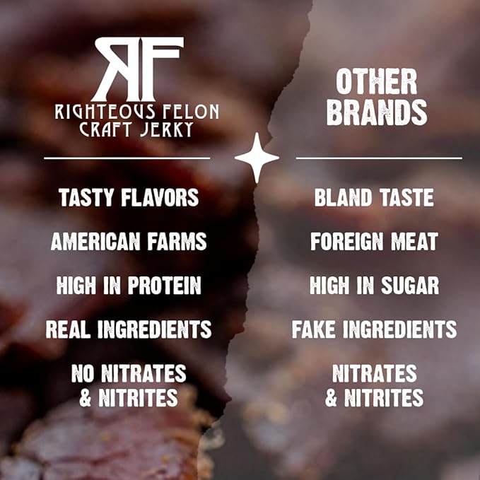 Righteous Felon Variety Meat Sticks | 100% Grass Fed Beef Turkey &amp Pork | 210g Total Protein | Gluten-Free Low Sugar High Protein Snack Sticks | Individually Wrapped | Jerky Variety Pack 24 Co