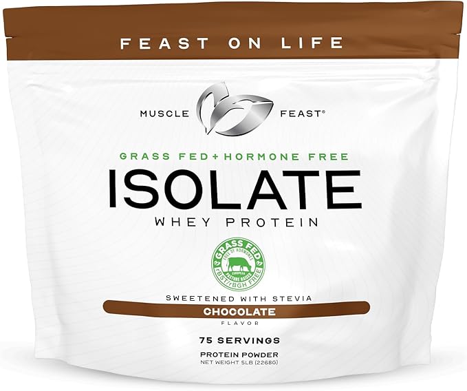 Muscle Feast Bundle – Grass-Fed Whey Protein Isolate Unflavored 5lb (1 Unit) + Grass-Fed Whey Protein Isolate Chocolate 5lb (1 Unit) All Natural Hormone-Free Pasture Raised