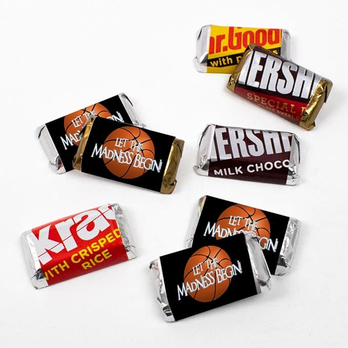100ct Basketball Party Favors Wrappers for Miniatures Let the Madness Begin (100 Count) - Black - Candy Not Included