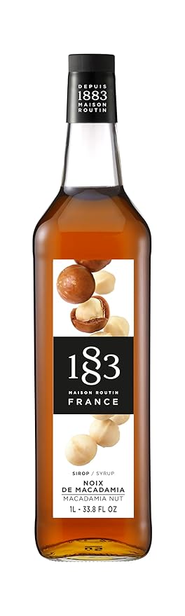 1883 Macadamia Nut Syrup for Drinks Made in France 1 Liter Glass Bottle