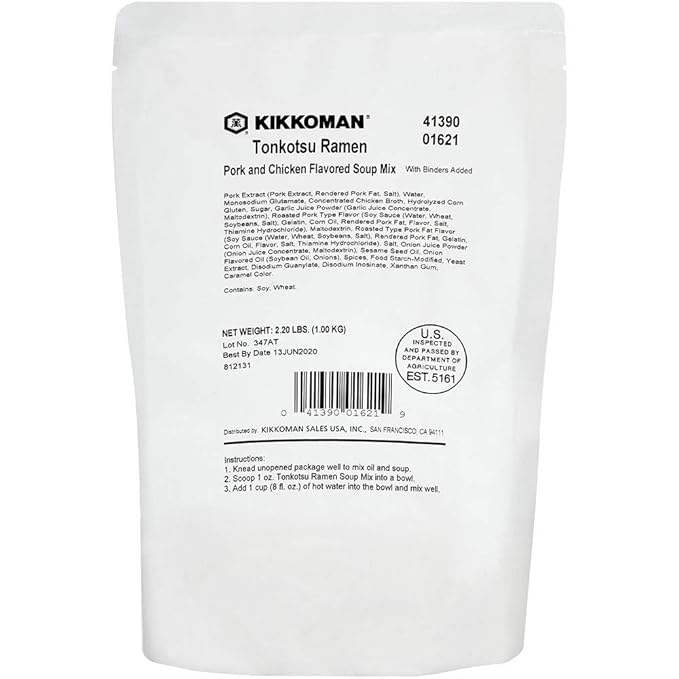 Kikkoman – Tonkotsu Ramen Soup Mix with Binders Added - Pork &amp Chicken Full Flavored No MSG Added - From Concentrate for Food Service Use Preservative Free - 2.2 LB (Pack of 1)