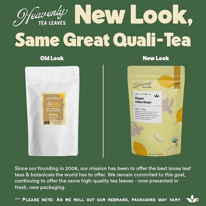 Heavenly Tea Leaves Organic Ginger Jazz Bulk Loose Leaf Tea and Herb Blend 1 Lb. (Approx. 200 Servings) - Delicious Hot or Iced Blend of Licorice Cinnamon Rosemary Soothing Herbal Tisane