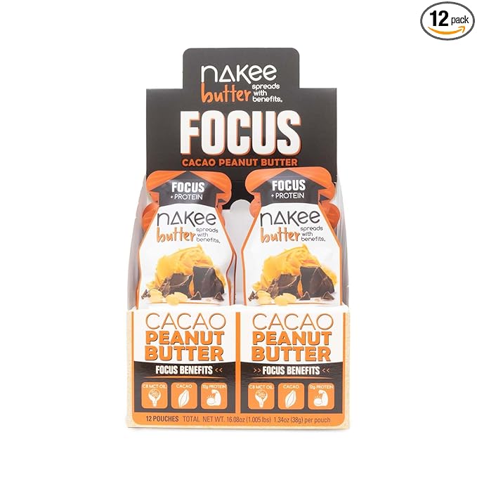 Nakee Butter Focus Cacao Peanut Butter - 12-Pack Gluten-Free
